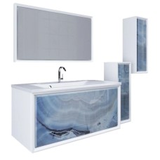 Шкаф голубой мрамор/белый глянец R Marka One Seattle У73159