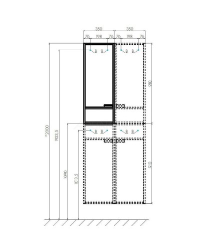 Шкаф подвесной белый глянец/дуб крафт R Акватон Флай 1A237903FAX1R