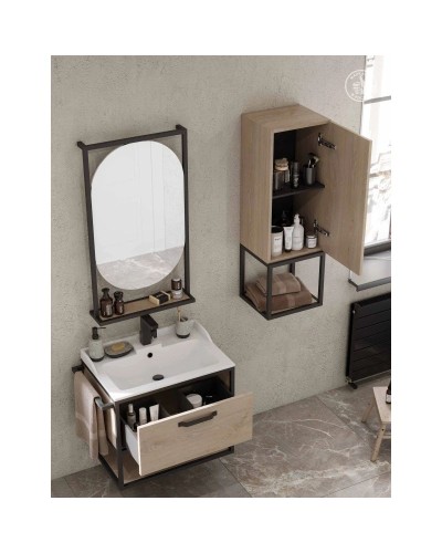 Шкаф одностворчатый подвесной 34х70 см дуб эндгрейн Акватон Лофт Фабрик 1A242803LTDU0