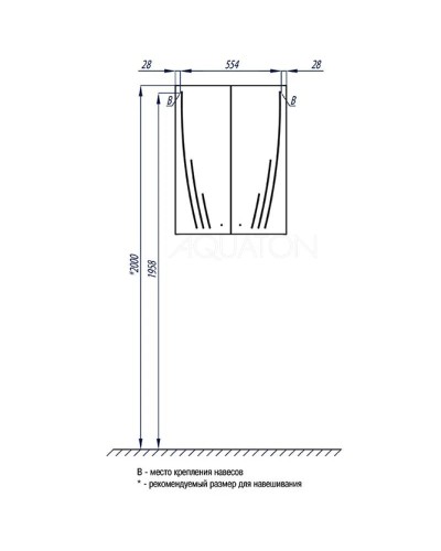 Шкаф двустворчатый подвесной 61х81,8 см белый глянец Акватон Минима 1A001703MN010