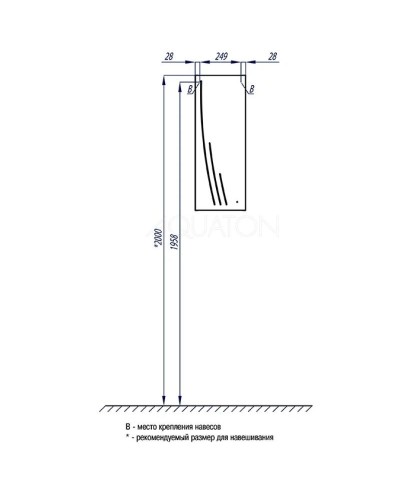 Шкаф одностворчатый подвесной 30,5х81,8 см белый глянец L Акватон Минима 1A001803MN01L