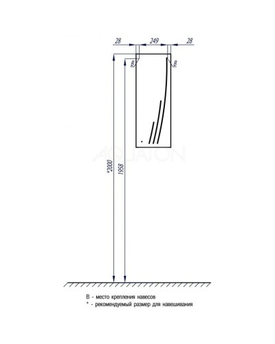 Шкаф одностворчатый подвесной 30,5х81,8 см белый глянец R Акватон Минима 1A001803MN01R