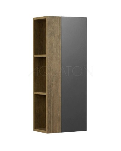 Шкаф одностворчатый подвесной 35х85 см дуб кантри/антрацит R Акватон Терра 1A247503TEKA0