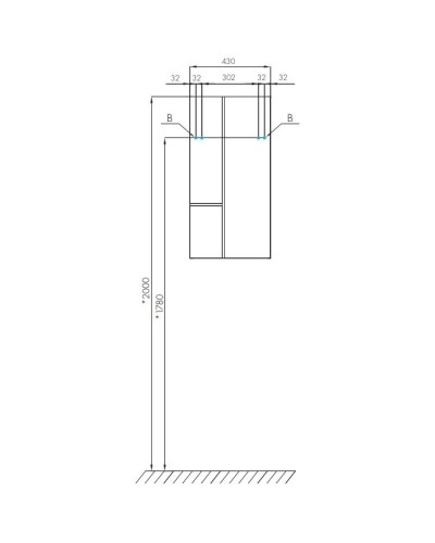 Шкаф двустворчатый подвесной 43х86,4 см дуб рустикальный/фьорд Акватон Мишель 1A243903MIX30