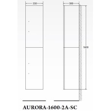 Шкаф подвесной, с двумя распашными дверцами, левосторонний BelBagno AURORA-1600-2A-SC-PB-P-L