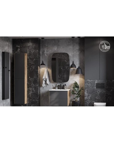 Шкаф подвесной графит софт/дуб веллингтон L/R Акватон Сохо 1A258403AJA00