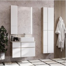 Шкаф двустворчатый подвесной 43х86,4 см дуб эндгрейн/белый матовый Акватон Мишель 1A243903MIX40