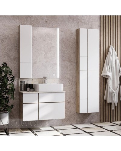 Шкаф двустворчатый подвесной 43х86,4 см дуб эндгрейн/белый матовый Акватон Мишель 1A243903MIX40