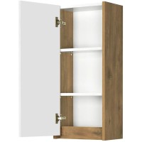 Шкаф одностворчатый подвесной 35х80 см белый глянец/дуб рустикальный Акватон Сканди 1A255003SDZ90
