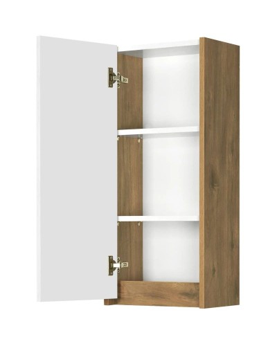 Шкаф одностворчатый подвесной 35х80 см белый глянец/дуб рустикальный Акватон Сканди 1A255003SDZ90