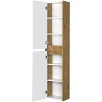 Шкаф одностворчатый подвесной 35х80 см белый глянец/дуб рустикальный Акватон Сканди 1A255003SDZ90