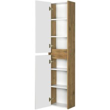 Шкаф одностворчатый подвесной 35х80 см белый глянец/дуб рустикальный Акватон Сканди 1A255003SDZ90