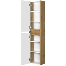 Шкаф одностворчатый подвесной 35х80 см белый глянец/дуб рустикальный Акватон Сканди 1A255003SDZ90