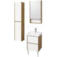 Шкаф одностворчатый подвесной 35х80 см белый глянец/дуб рустикальный Акватон Сканди 1A255003SDZ90