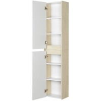 Шкаф одностворчатый подвесной 35х80 см белый глянец/дуб верона Акватон Сканди 1A255003SDB20