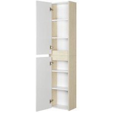 Шкаф одностворчатый подвесной 35х80 см белый глянец/дуб верона Акватон Сканди 1A255003SDB20