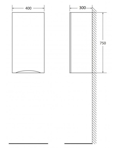 Шкаф подвесной, с одной распашной дверцей BelBagno FLY-MARINO-750-1A-SC-CL-P-L