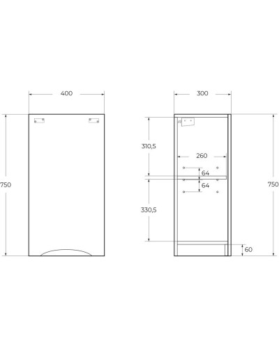 Шкаф подвесной Bianco Lucido BelBagno Marino FLY-MARINO-750-1A-SC-BL-P-L