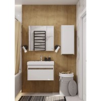 Шкаф одностворчатый 35х80 см белый глянец/дуб эндгрейн L/R Акватон Марти 1A270203MY010