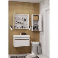 Шкаф одностворчатый 35х80 см белый глянец/дуб эндгрейн L/R Акватон Марти 1A270203MY010