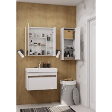 Шкаф одностворчатый 35х80 см белый глянец/дуб эндгрейн L/R Акватон Марти 1A270203MY010