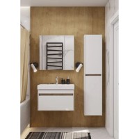 Шкаф одностворчатый 35х80 см белый глянец/дуб эндгрейн L/R Акватон Марти 1A270203MY010