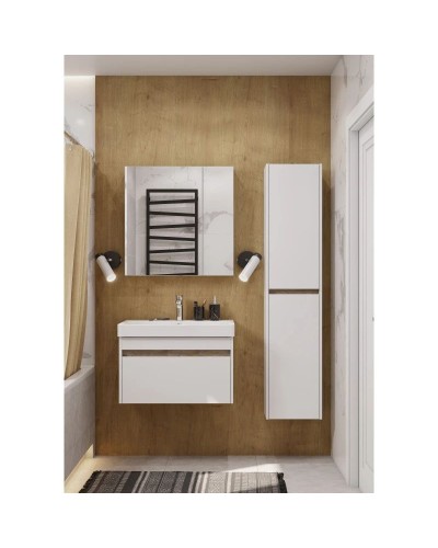 Шкаф одностворчатый 35х80 см белый глянец/дуб эндгрейн L/R Акватон Марти 1A270203MY010