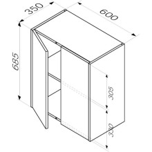 Шкаф двустворчатый 60х68,5 см белый глянец Am.Pm Func M8FCH0602WG