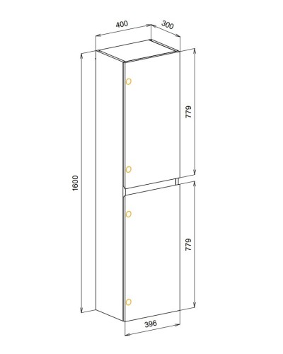 Шкаф подвесной с двумя распашными дверцами с двумя полками CEZARES MOLVENO-1600-2A-SC-RRIV