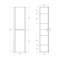 Шкаф подвесной с 2 дверцами  доводчиками, универсальный 400x300x1500 CEZARES RELAX-1500-2A-SO-RC-P