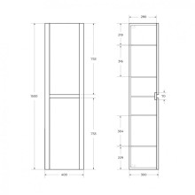 Шкаф подвесной с 2 дверцами  доводчиками, универсальный 400x300x1500 CEZARES RELAX-1500-2A-SO-RC-P