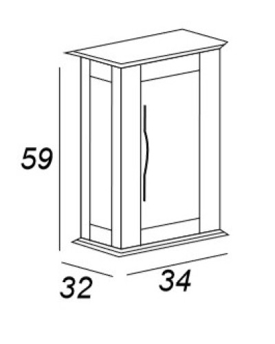Шкафчик подвесной с одной распашной дверцей, реверсивный CEZARES 54962 Blu Petrolio