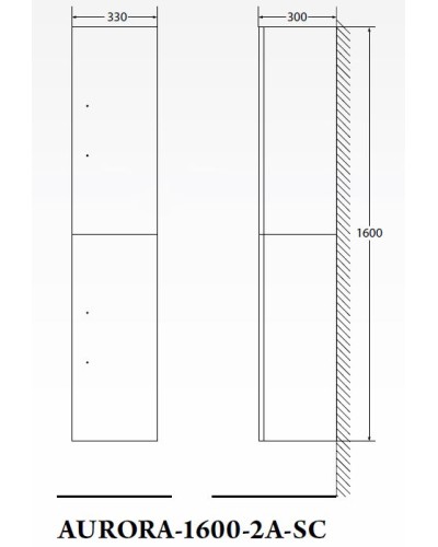 Шкаф подвесной, с двумя распашными дверцами, правосторонний BelBagno AURORA-1600-2A-SC-BO-P-R