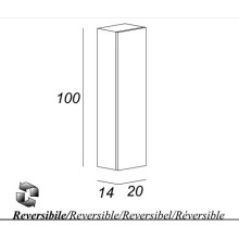 Колонна подвесная с одной распашной дверцей реверсивная 20x14x100 CEZARES 53179 Rovere tabacco