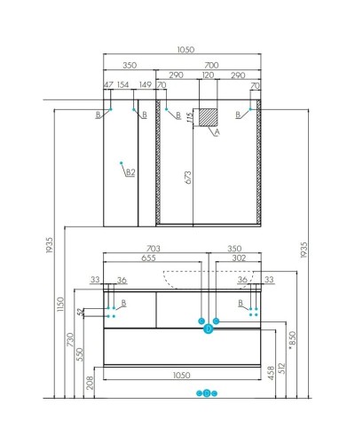 Модуль для зеркала 35х85 см дуб кантри/антрацит Акватон Терра 1A247103TEKA0