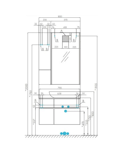 Модуль для зеркала 23х101 см дуб рустикальный/фьорд Акватон Мишель 1A244303MIX30