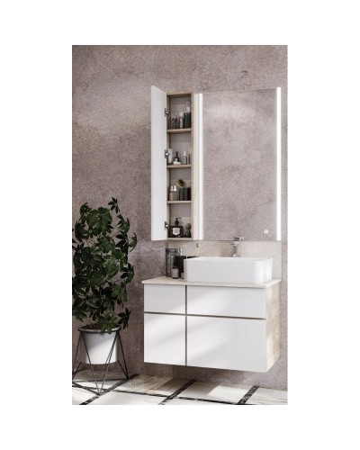 Модуль для зеркала 23х101 см дуб эндгрейн/белый матовый L Акватон Мишель 1A244303MIX40