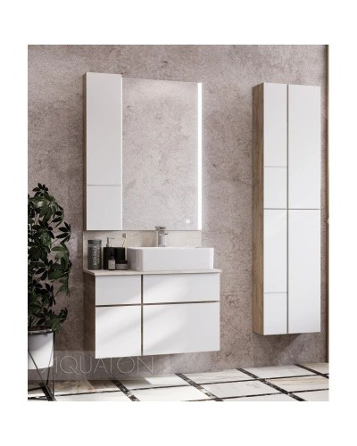Модуль для зеркала 23х101 см дуб эндгрейн/белый матовый L Акватон Мишель 1A244303MIX40