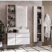 Модуль для зеркала 43х101 см дуб эндгрейн/белый матовый Акватон Мишель 1A244203MIX40