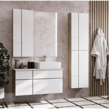 Модуль для зеркала 43х101 см дуб эндгрейн/белый матовый Акватон Мишель 1A244203MIX40