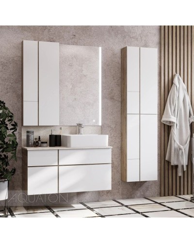 Модуль для зеркала 43х101 см дуб эндгрейн/белый матовый Акватон Мишель 1A244203MIX40