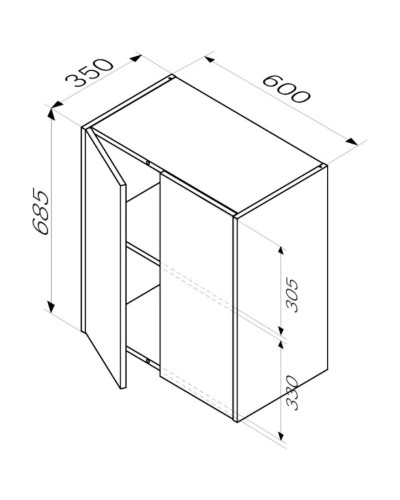 Шкаф двустворчатый 60х68,5 см темное дерево Am.Pm Func M8FCH0602OF