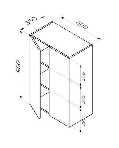 Шкаф двустворчатый 60х90 см темное дерево Am.Pm Func M8FCH06029OF