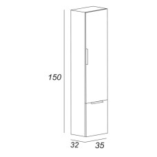 Колонна подвесная с одной распашной дверцей и выдвижным ящиком CEZARES 55184 Grigio opaco