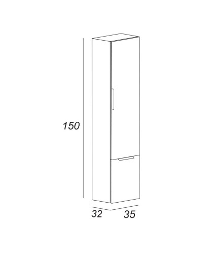 Колонна подвесная с одной распашной дверцей и выдвижным ящиком CEZARES 55184 Grigio opaco
