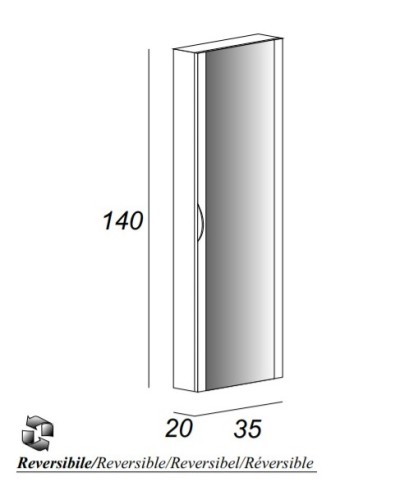 Колонна для ванной комнаты с зеркалом реверсивная CEZARES 44784 Grigio talpa opaco