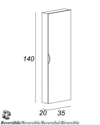 Колонна для ванной комнаты без зеркала реверсивная CEZARES 44828 Rovere tabacco