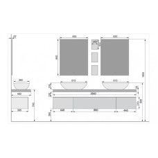 Столешница вяз 184 см без отверстий Velvex Gloss stGLO.185-71