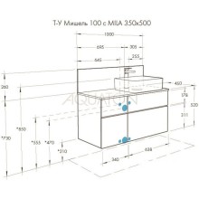 Столешница 100 см дуб эндгрейн Акватон Мишель 1A253103MIX40