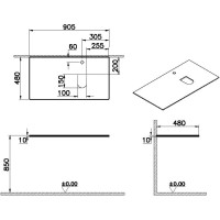 Столешница 90,5 см черный R VitrA Origin 65720